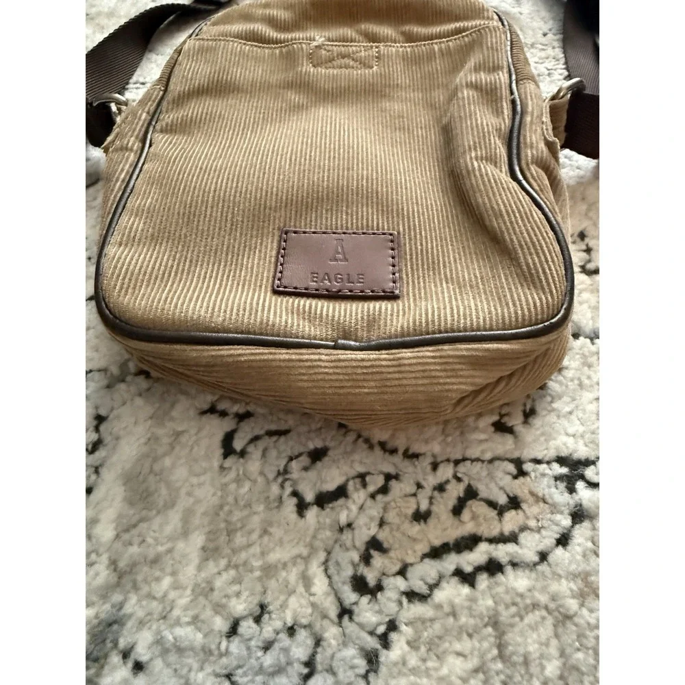 Vintage Y2K American Eagle Unisex Corduroy Crossbody Purse Bag Brown Boho